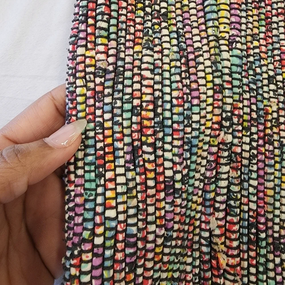 Gina Levesque Womens Multicolor Hand-Woven Fabric Tote Bag Braided Fabric Straps